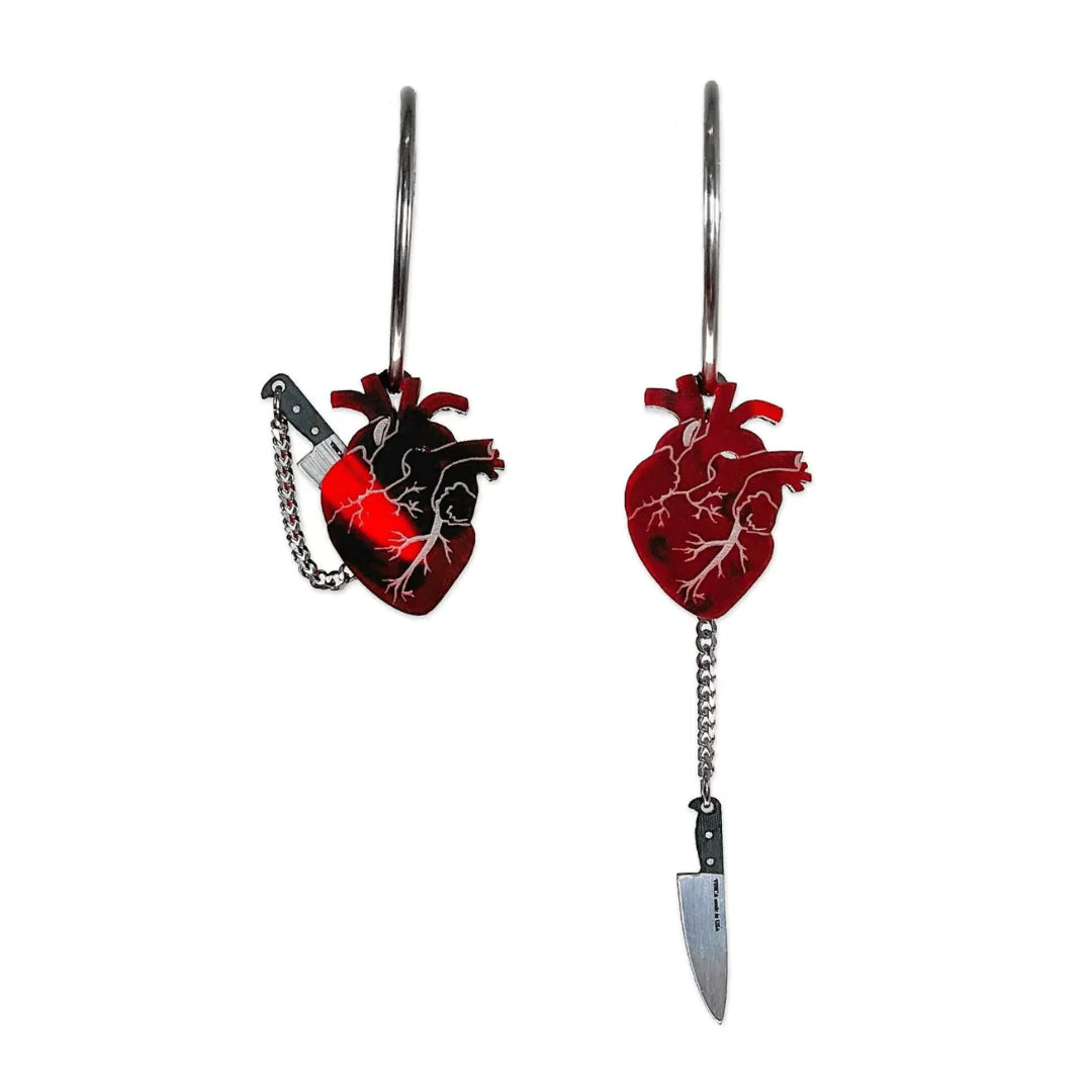 Carved in the heart earrings