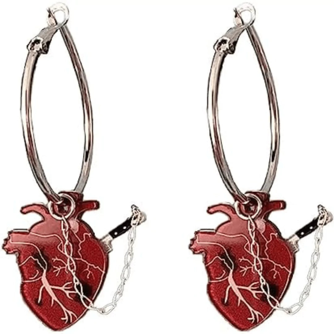Carved in the heart earrings