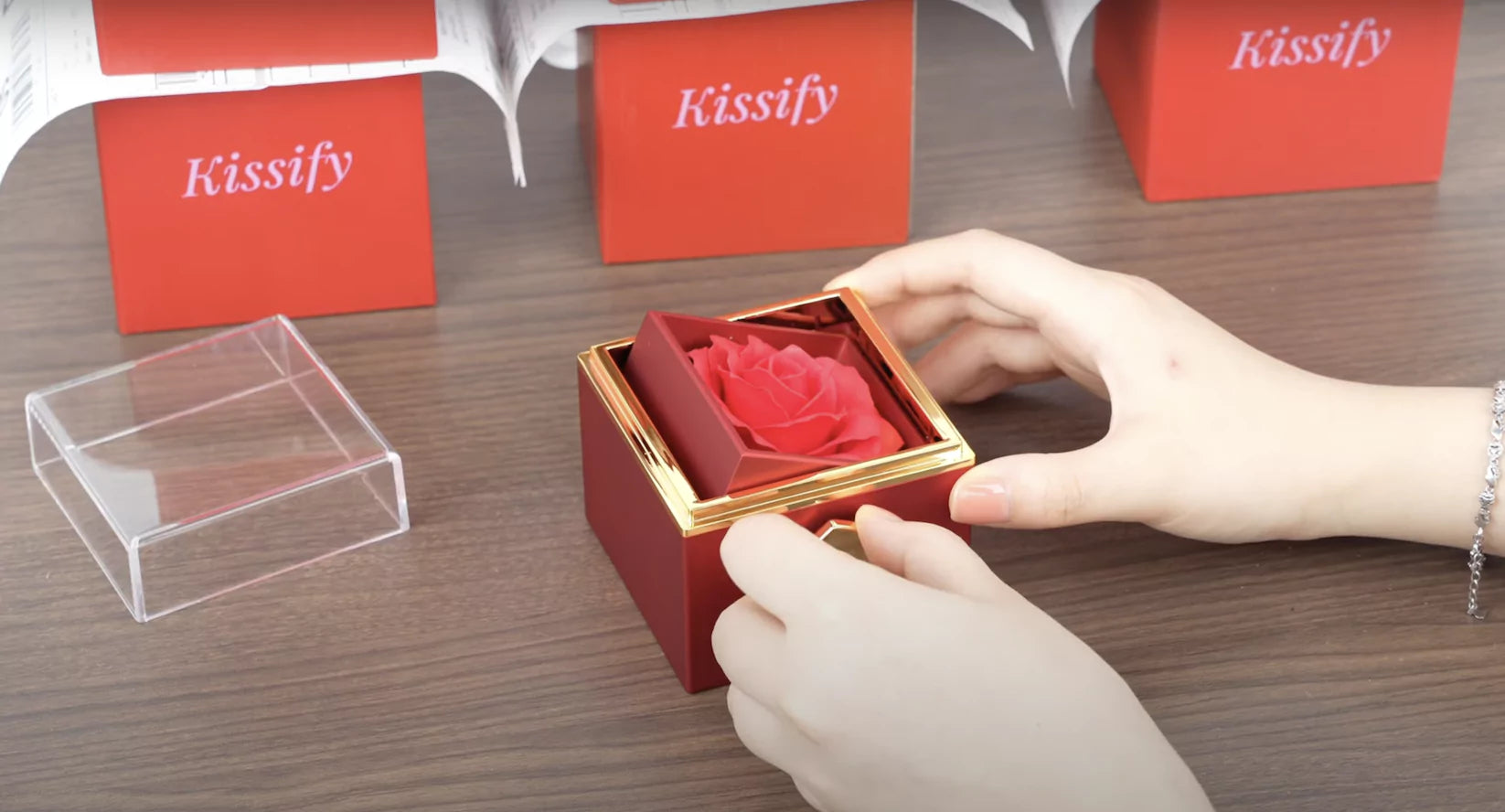 Load video: Packing the Eternal Rose Box with Hidden Hug Necklace | Perfect Gift for Loved Ones | Kissify
